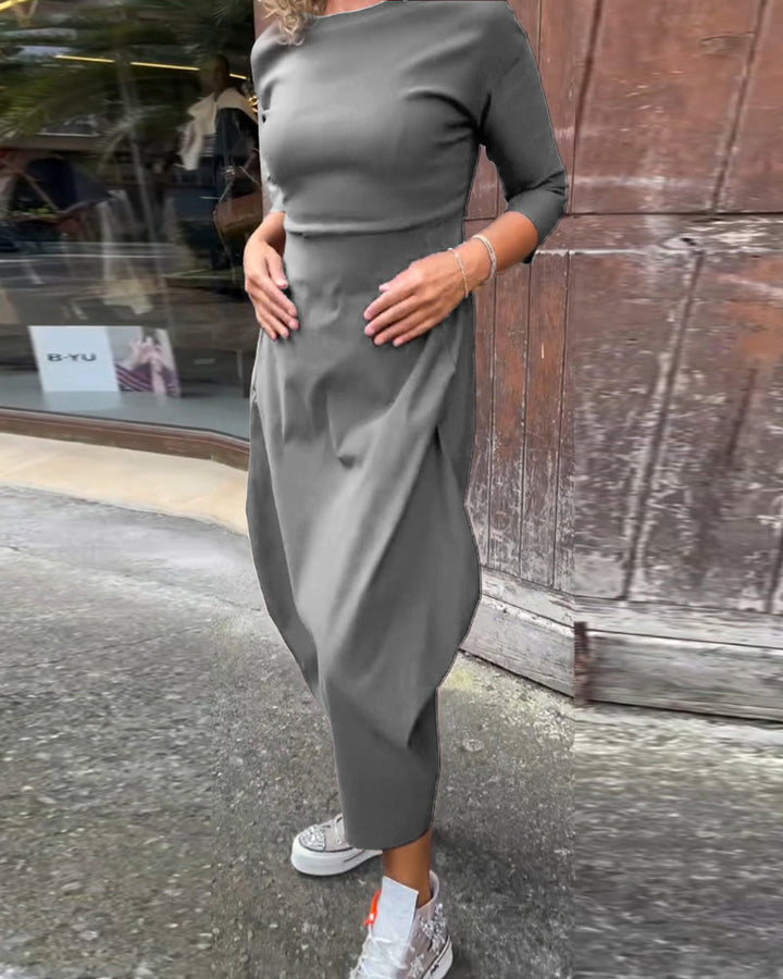 Livia™ | Abito Elegante Monocromatico con Tasche