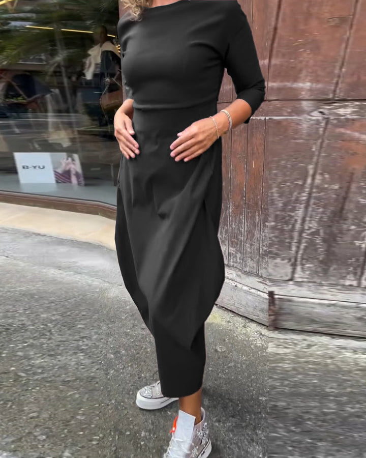 Livia™ | Abito Elegante Monocromatico con Tasche