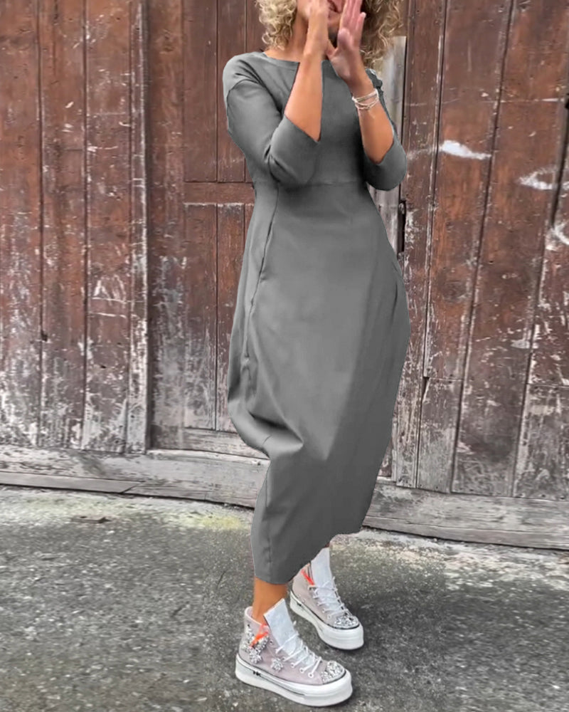 Livia™ | Abito Elegante Monocromatico con Tasche