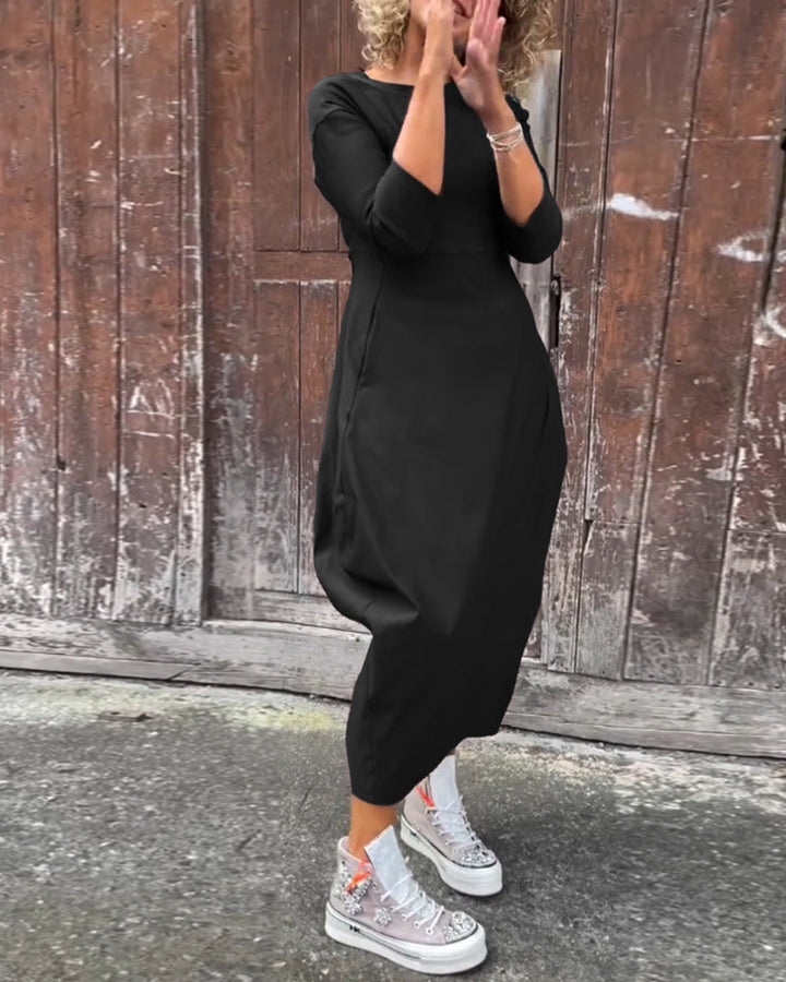 Livia™ | Abito Elegante Monocromatico con Tasche