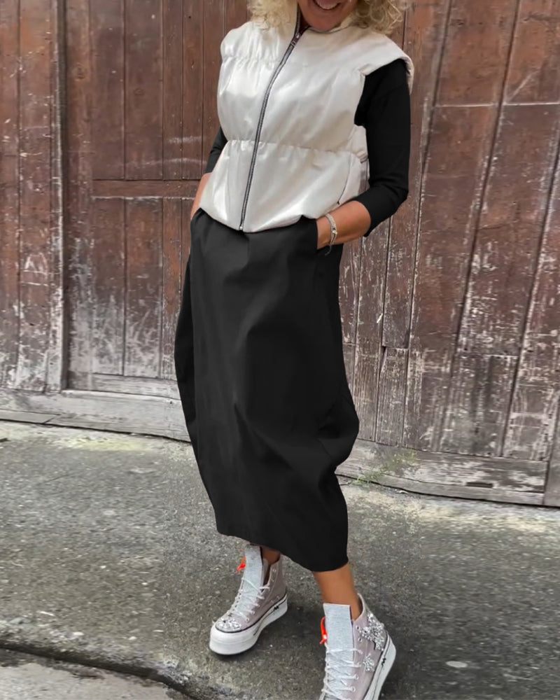 Livia™ | Abito Elegante Monocromatico con Tasche