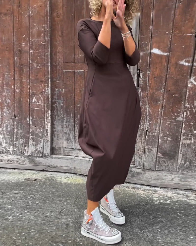 Livia™ | Abito Elegante Monocromatico con Tasche