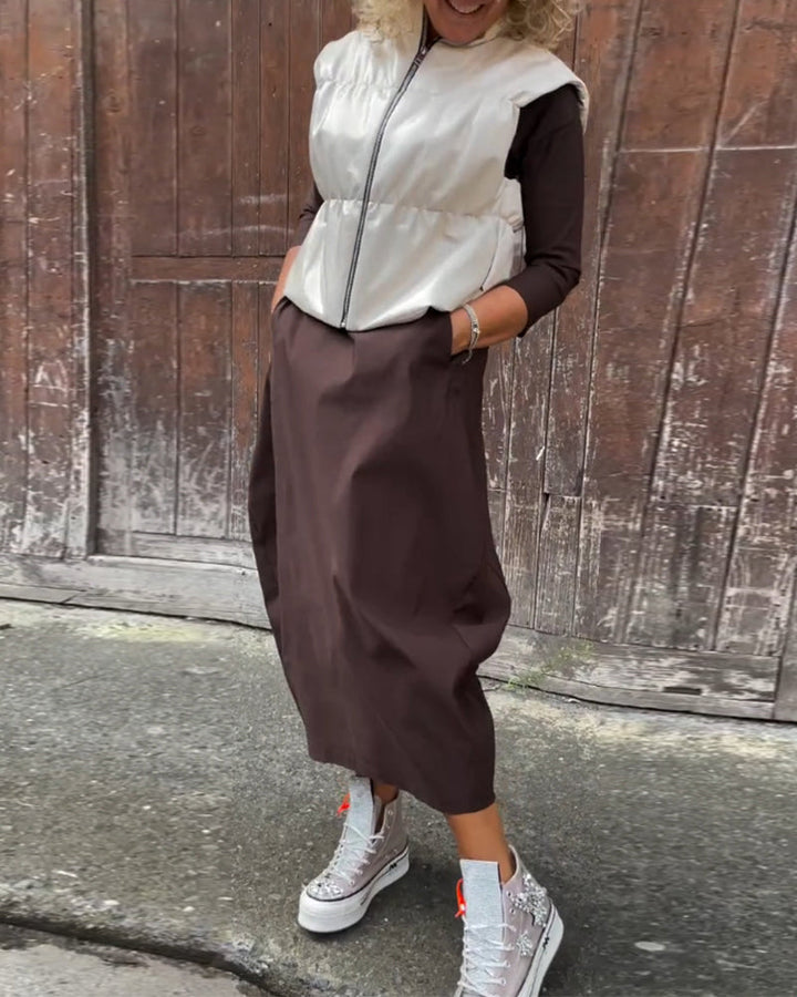 Livia™ | Abito Elegante Monocromatico con Tasche