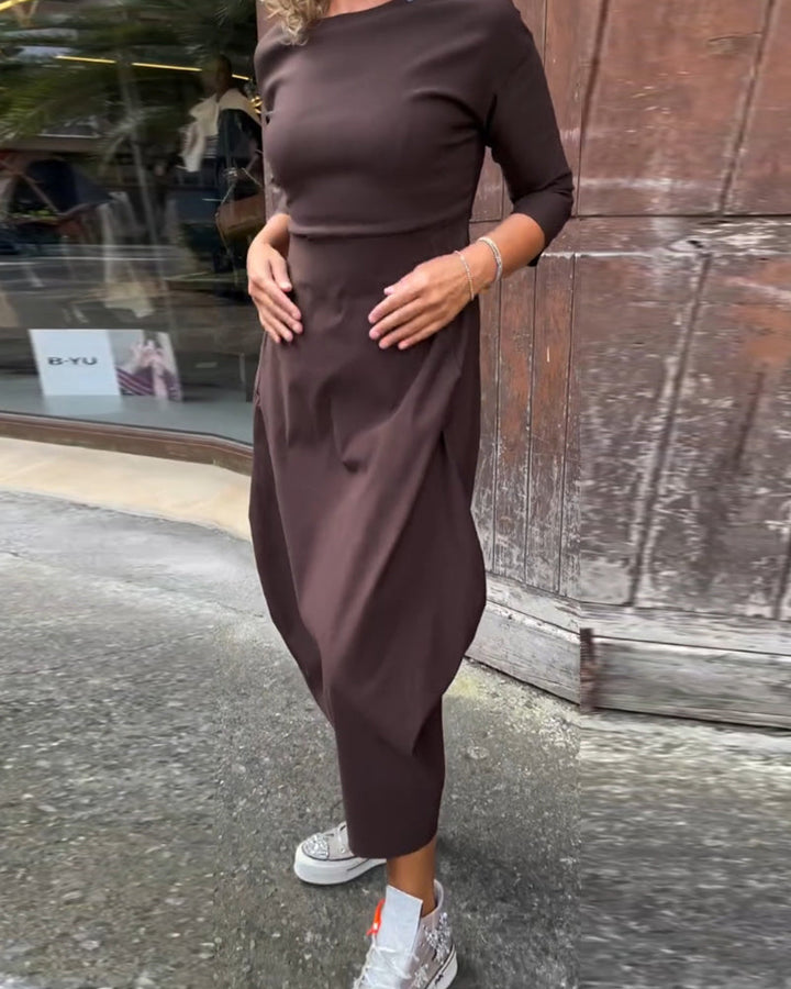 Livia™ | Abito Elegante Monocromatico con Tasche