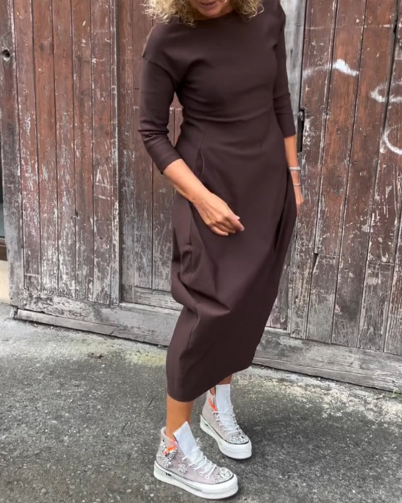 Livia™ | Abito Elegante Monocromatico con Tasche