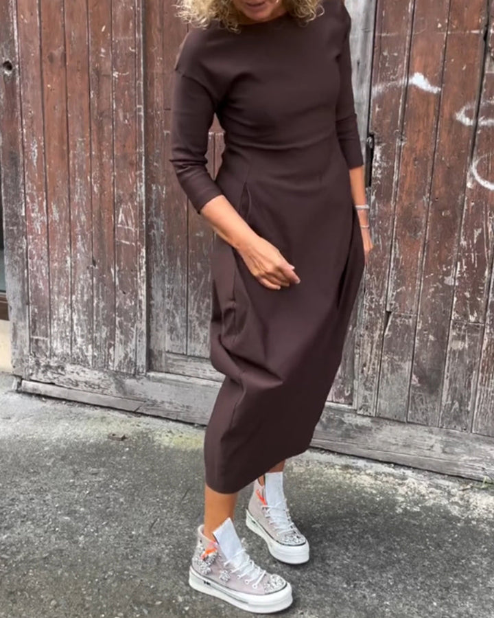 Livia™ | Abito Elegante Monocromatico con Tasche